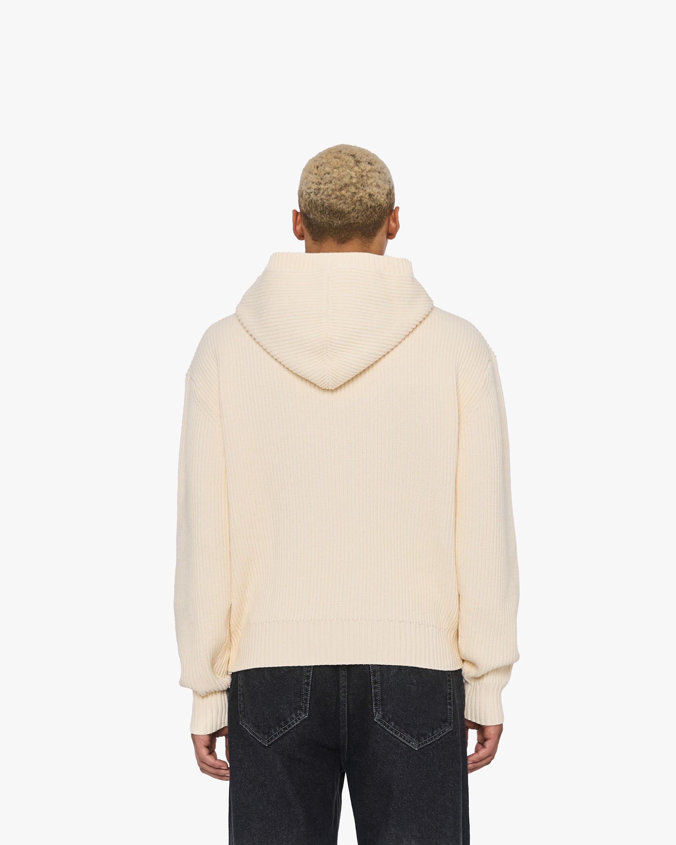 V-LOGO KNIT ZIP HOODIE BEIGE