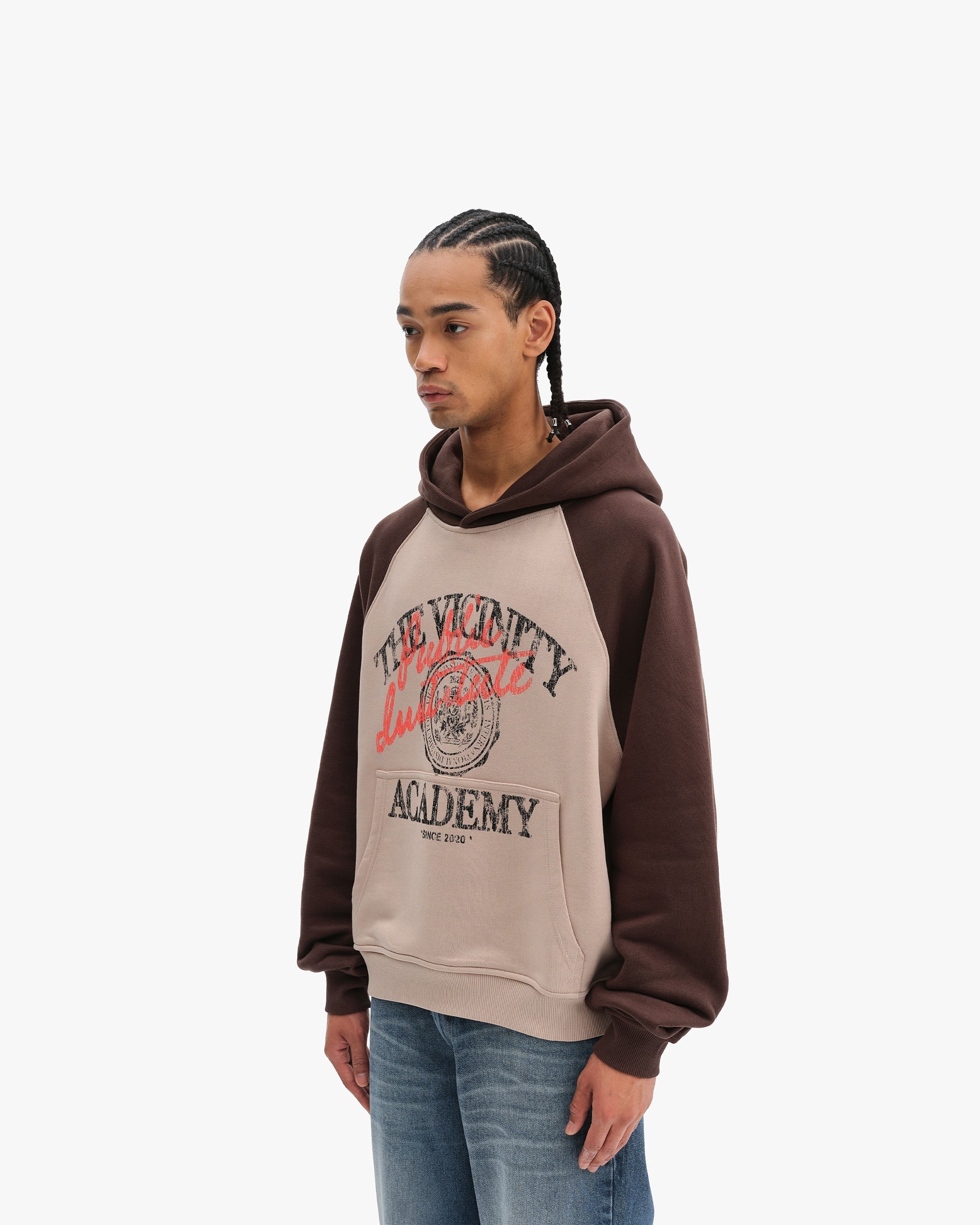 BICOLOR PUBLIC INSTITUTE HOODIE BROWN/CREAM