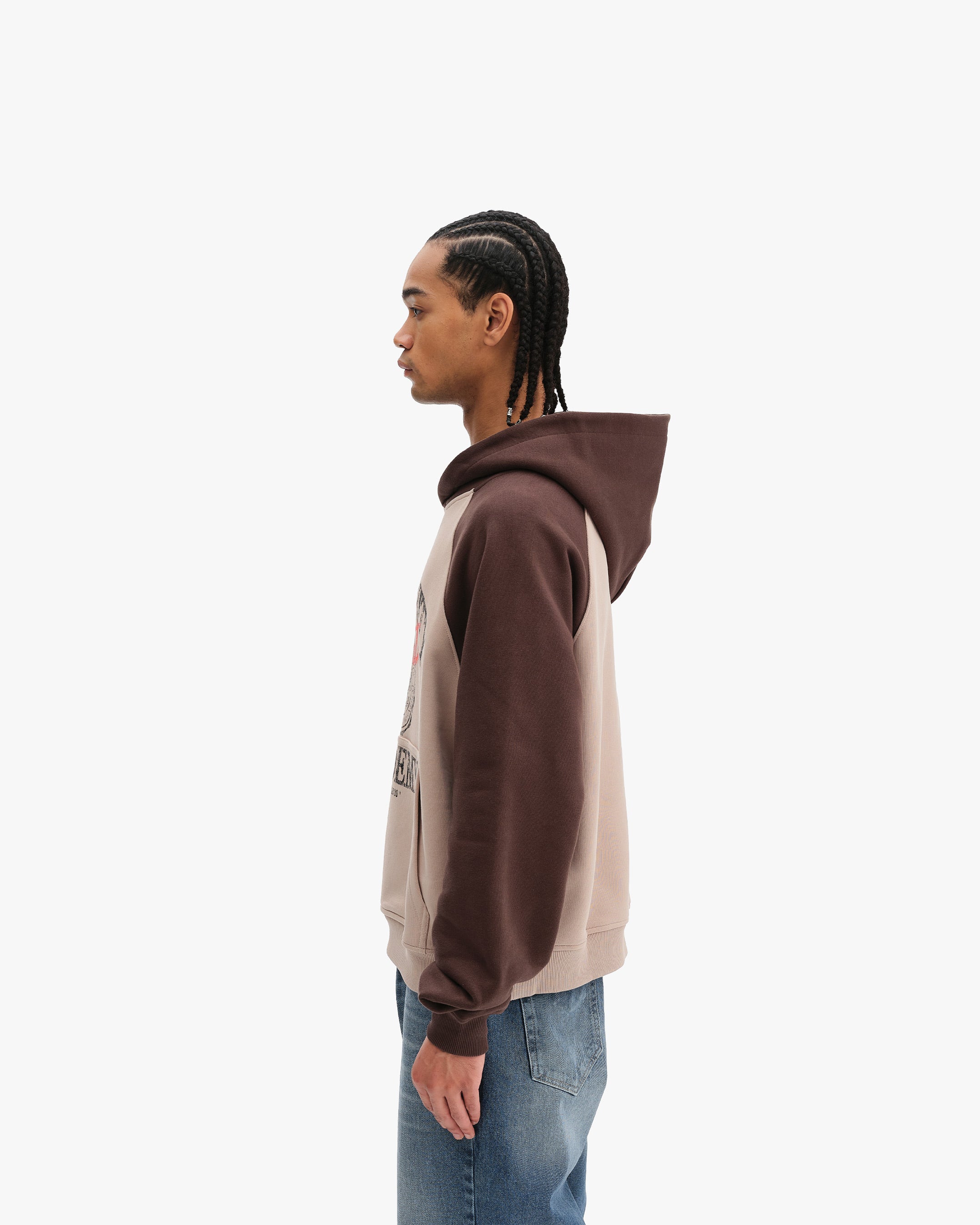 BICOLOR PUBLIC INSTITUTE HOODIE BROWN/CREAM