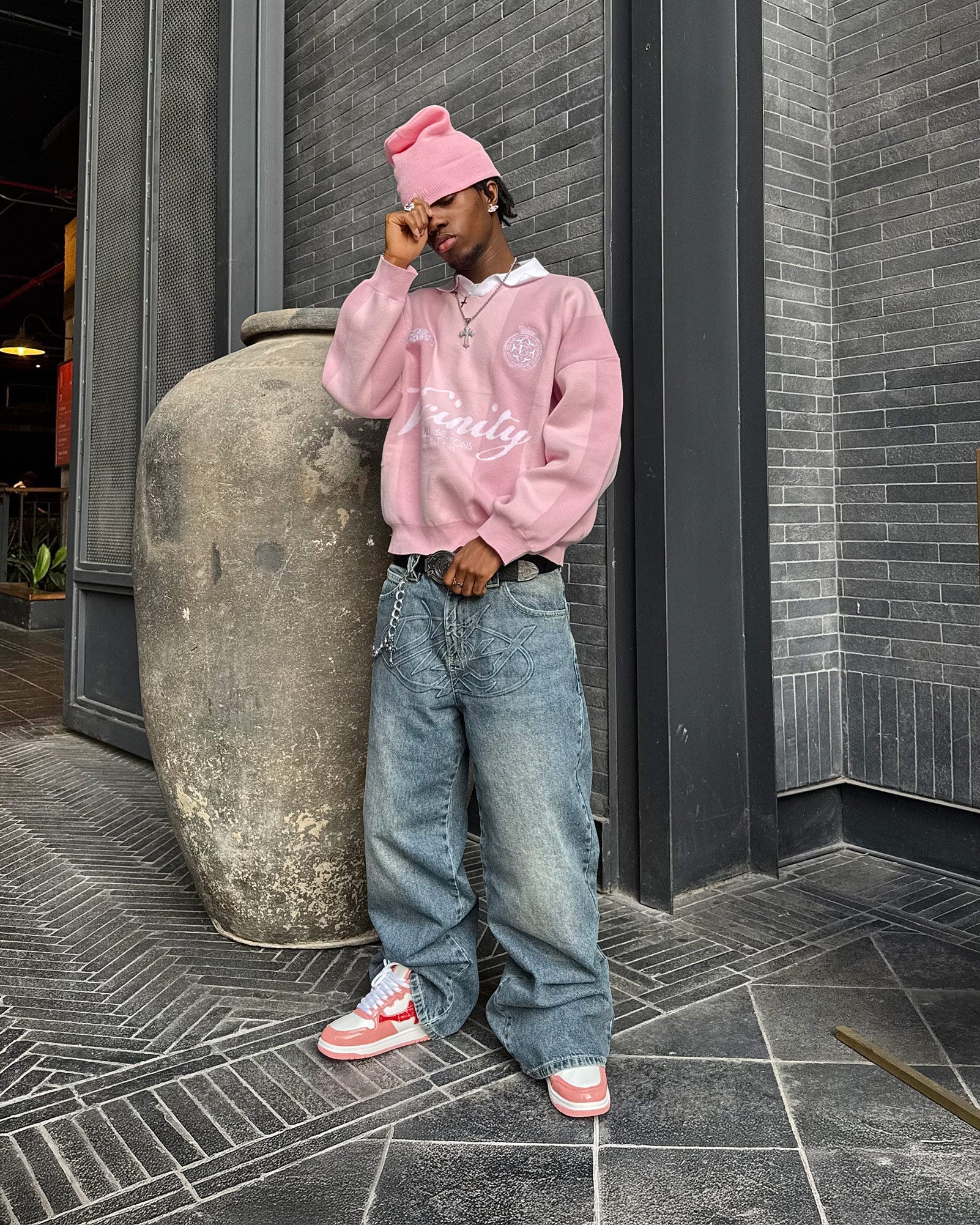 EMBOSSED SCRIPT LOGO DENIM BLUE