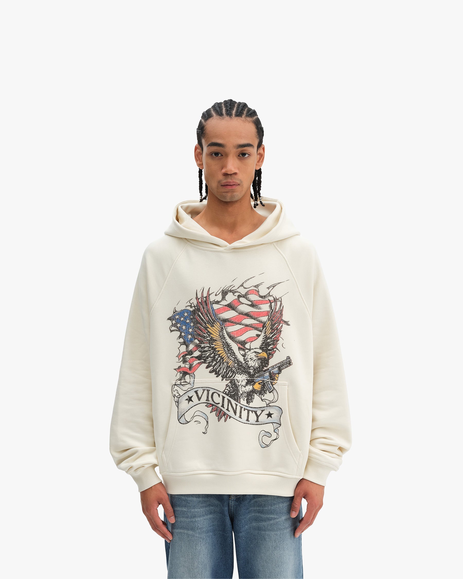 EAGLE TATTOO HOODIE BEIGE