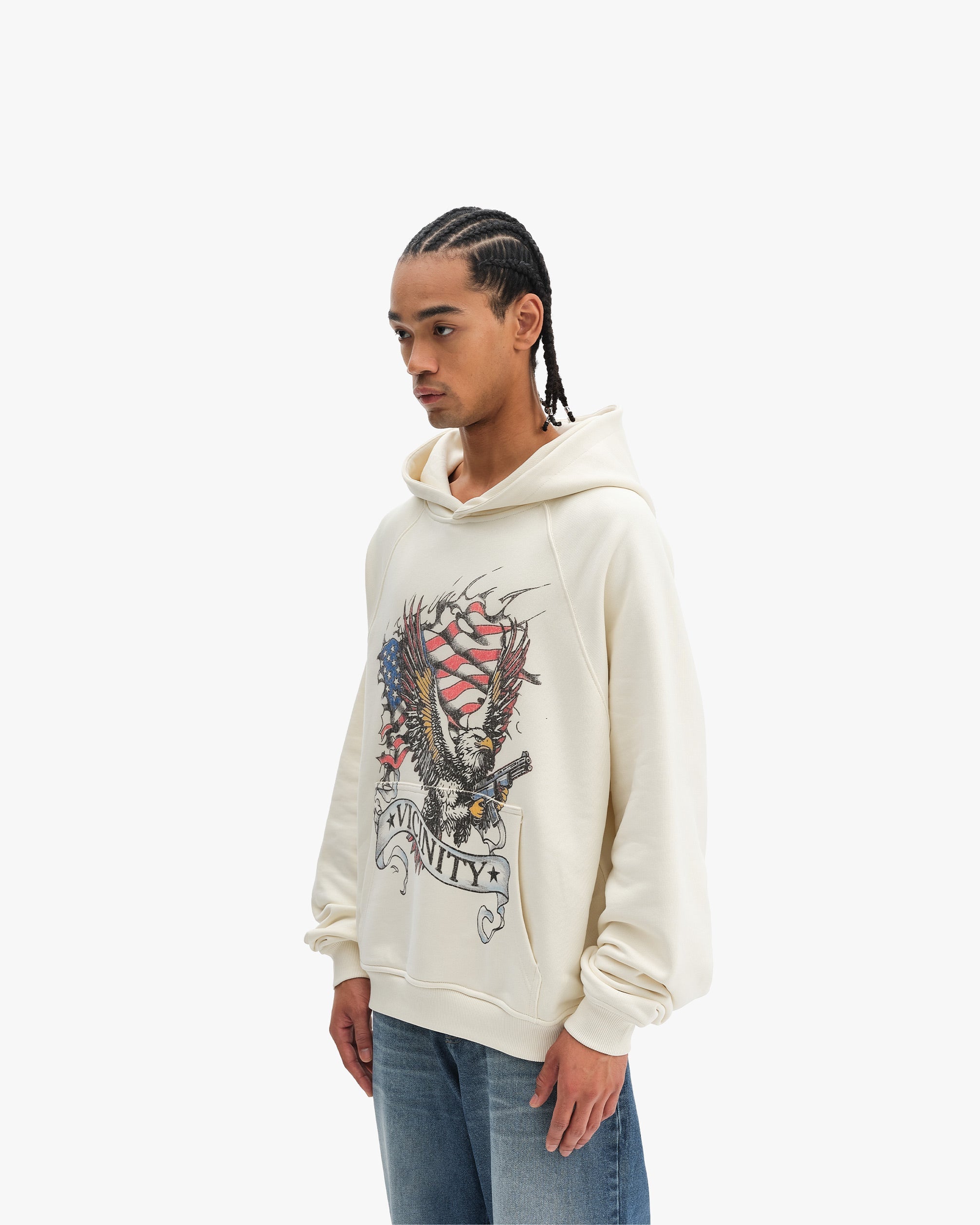EAGLE TATTOO HOODIE BEIGE
