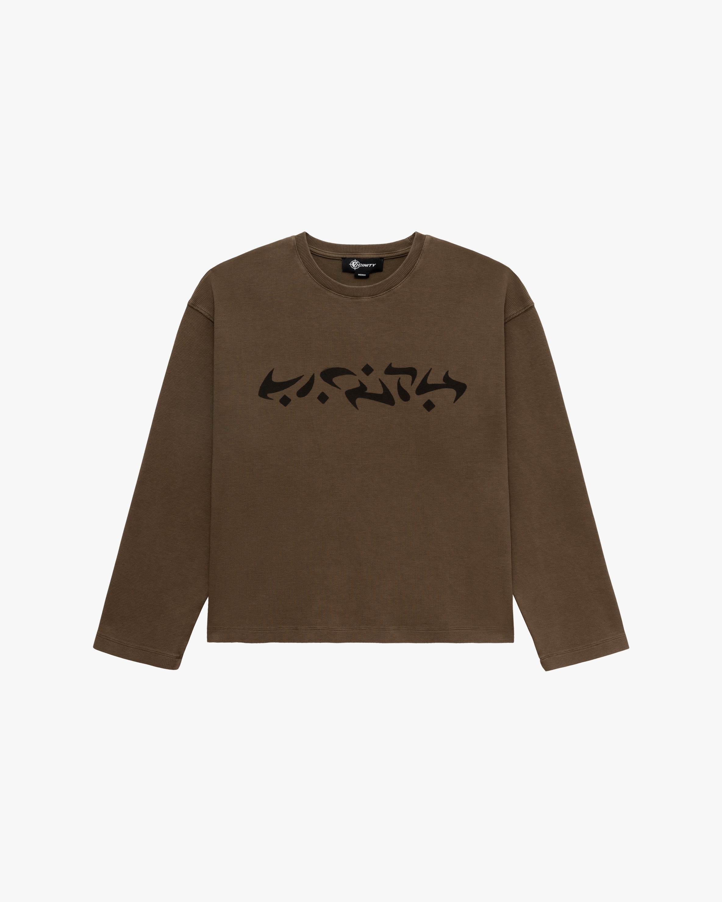 ACID WASHED WAFFLE LONGSLEEVE BROWN