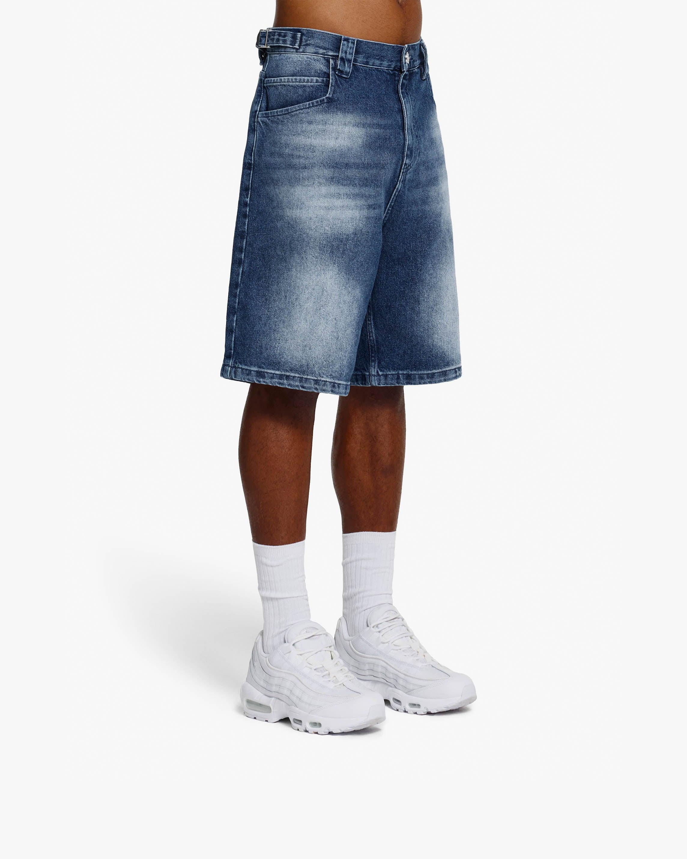 BLUE WASHED DENIM JORTS