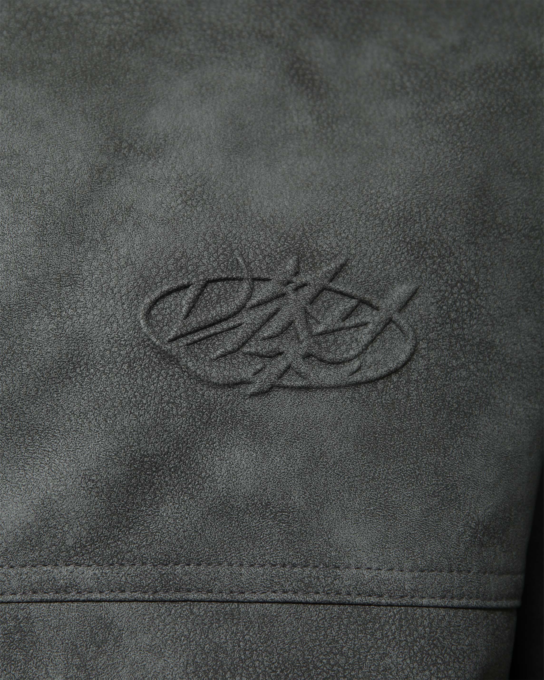 SCRIPT LOGO LEATHER JACKET GREY