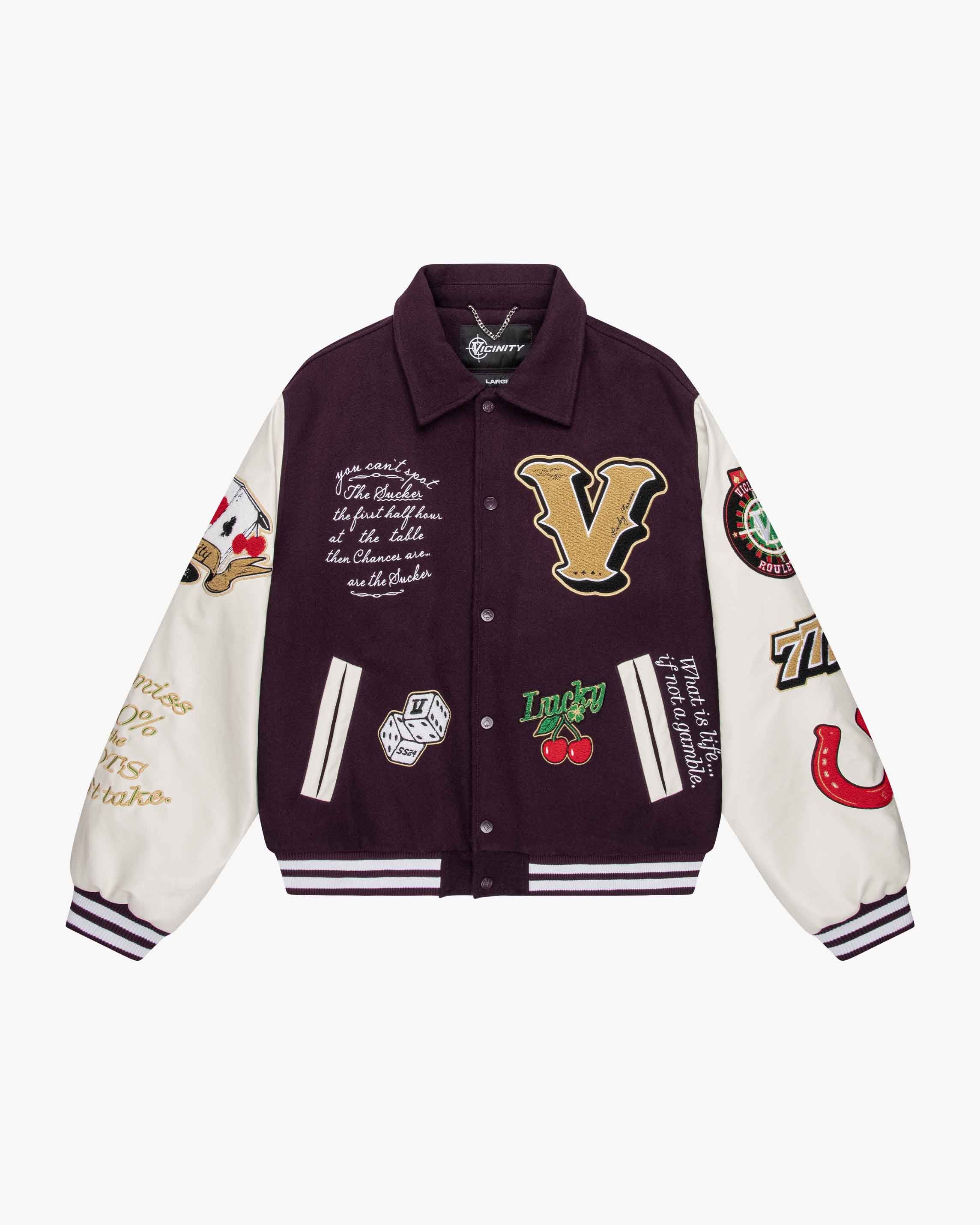 GAMBLER VARSITY JACKET BORDEAUX RED
