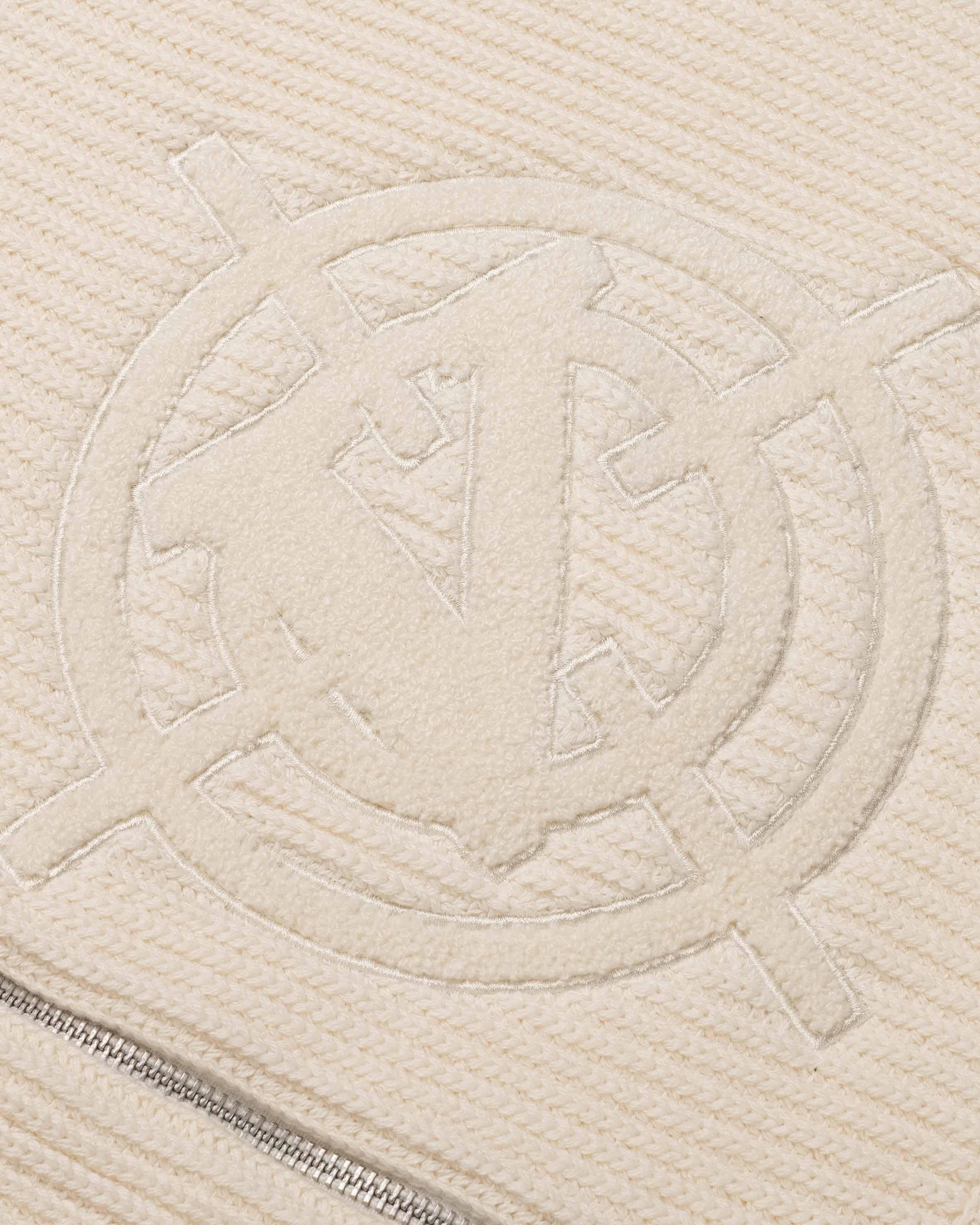 V-LOGO KNIT ZIP HOODIE BEIGE