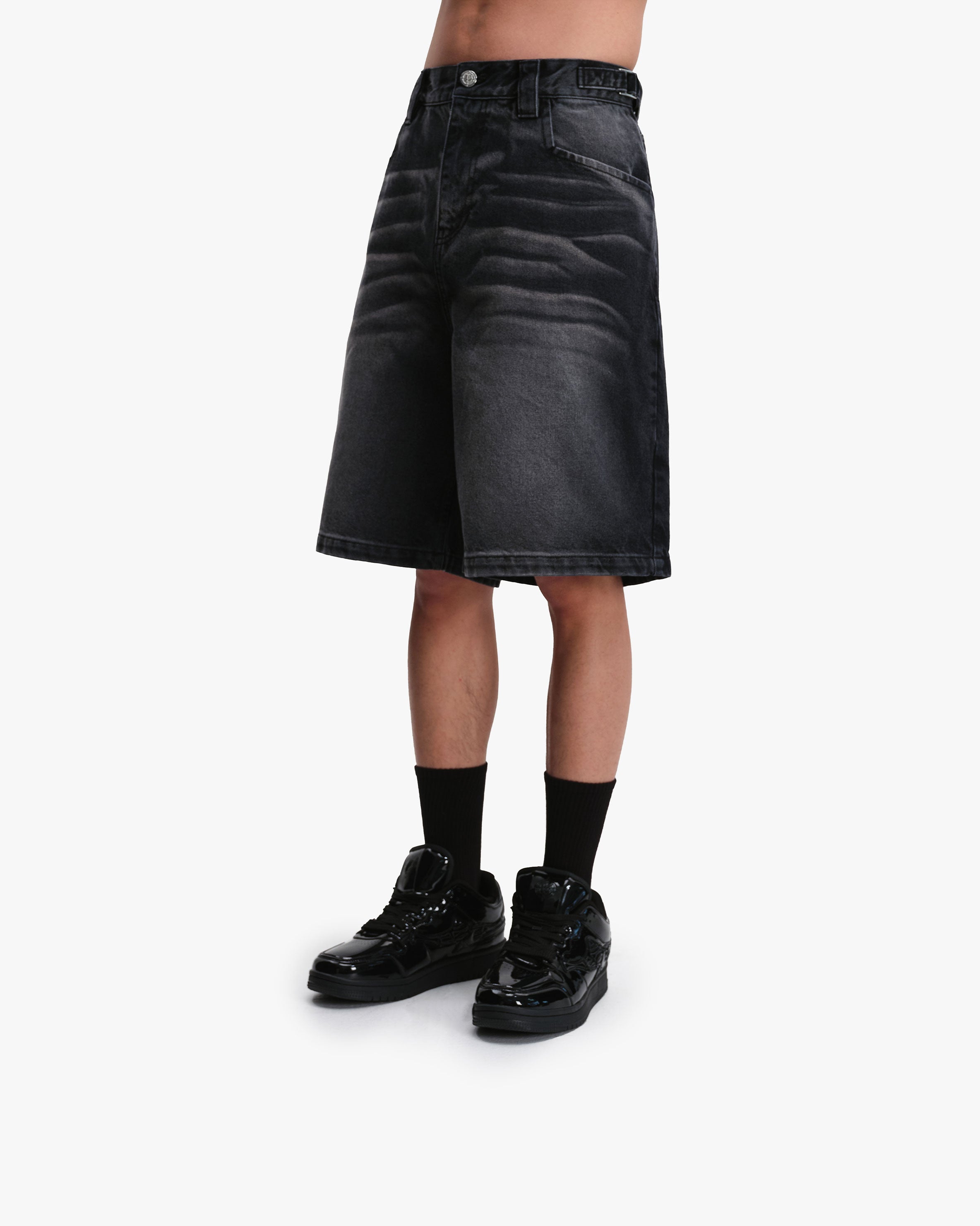 FADED BLACK DENIM JORTS