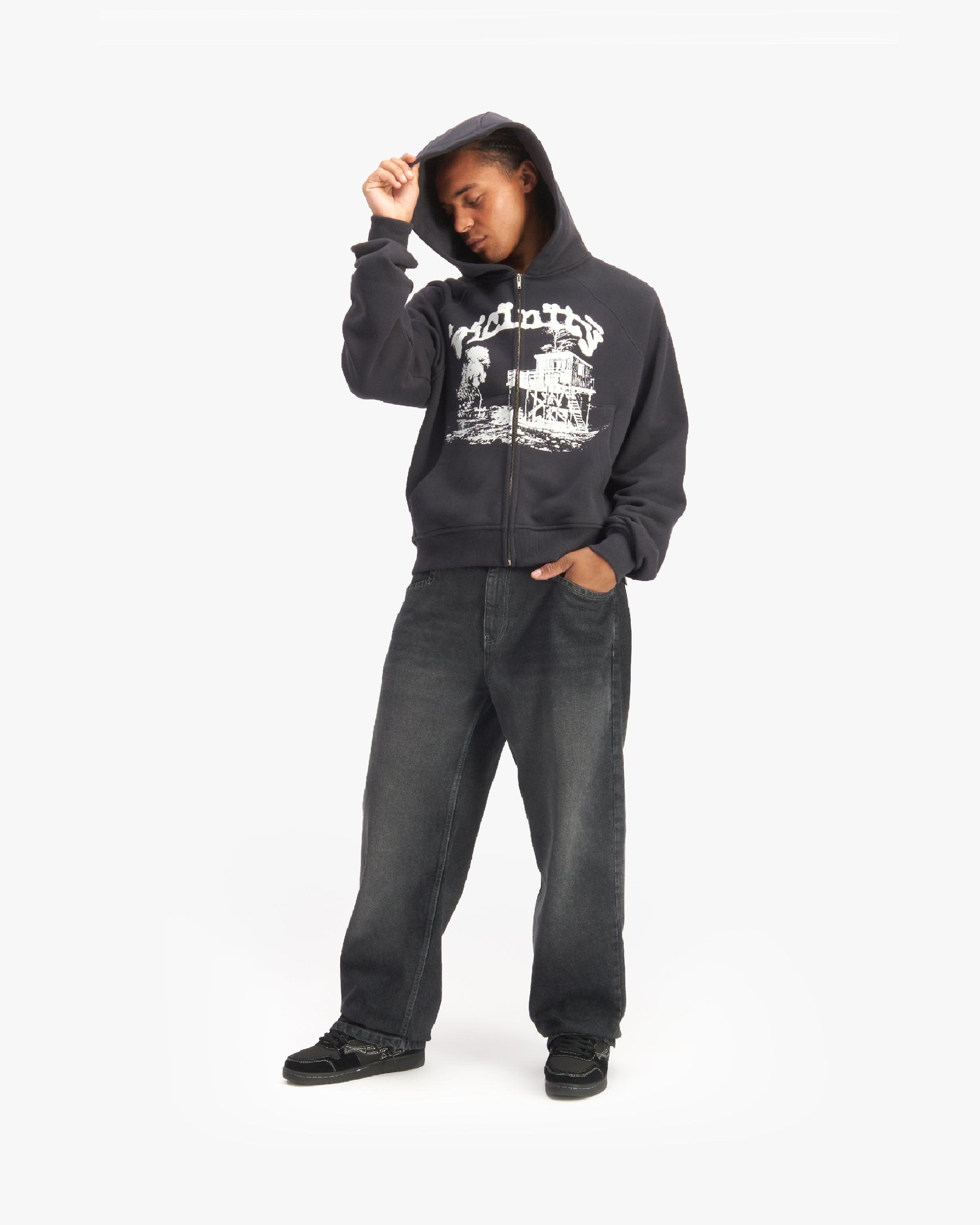 SHOOTING HOUSE ZIP HOODIE DARK GREY