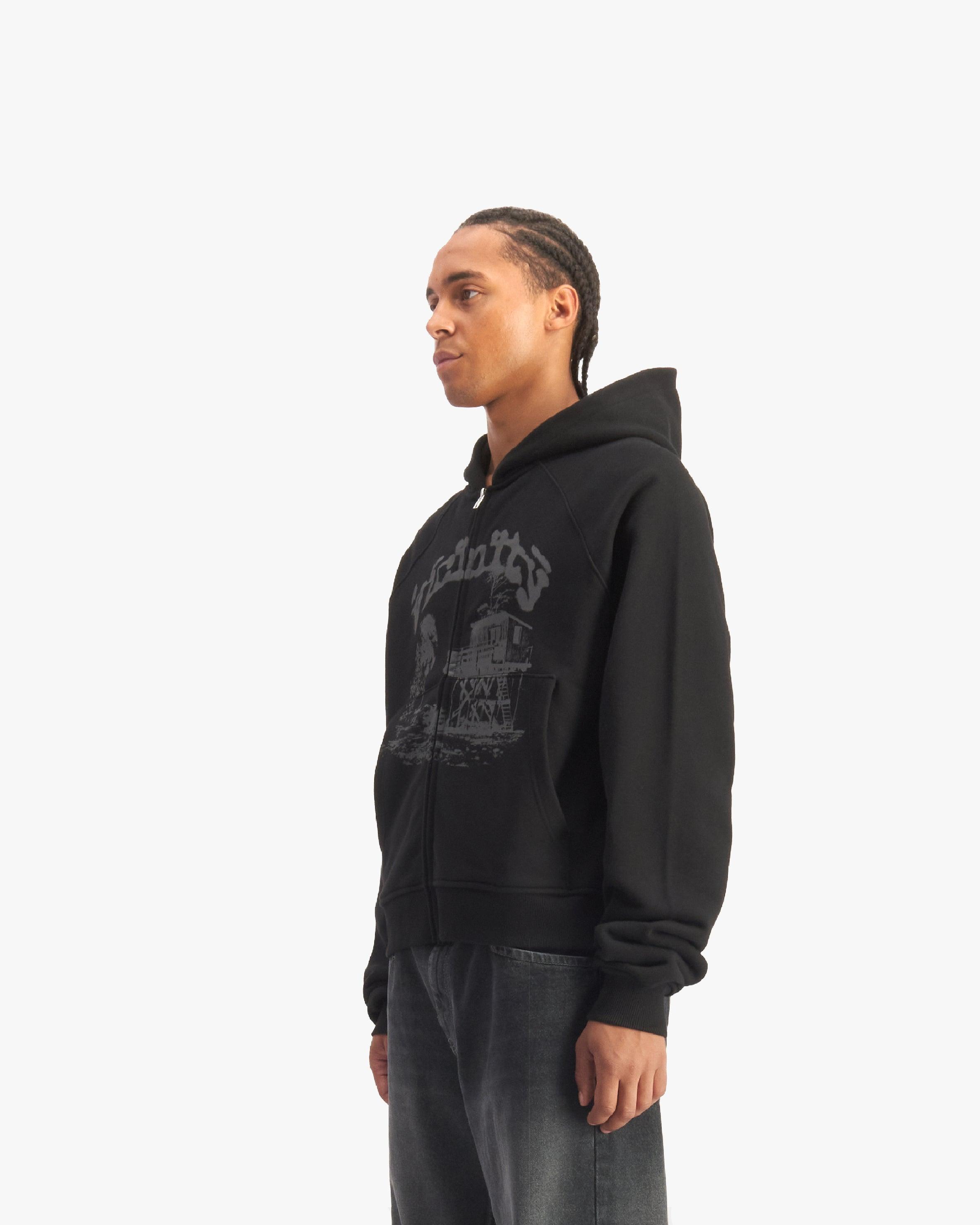 SHOOTING HOUSE ZIP HOODIE BLACK