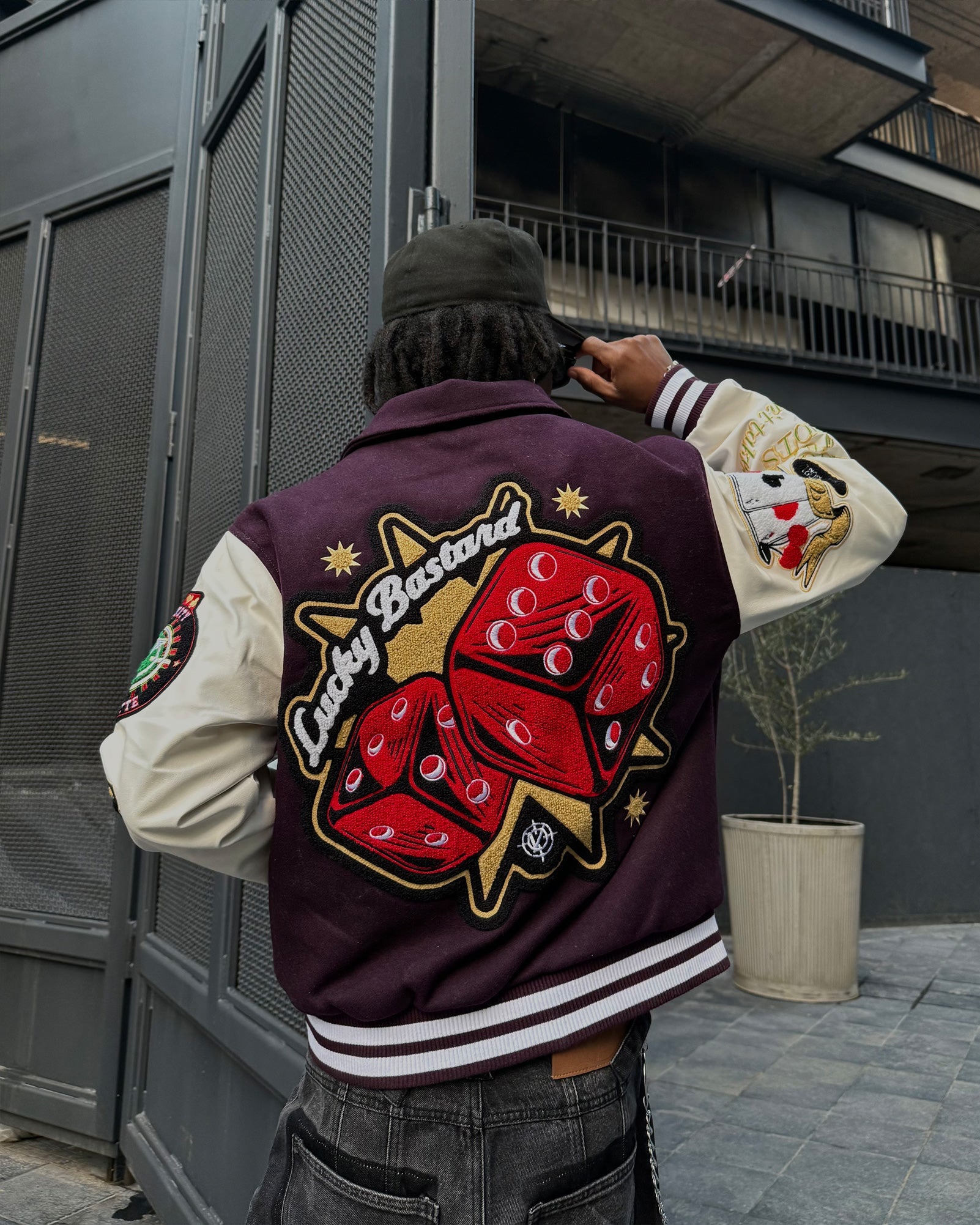 GAMBLER VARSITY JACKET BORDEAUX RED
