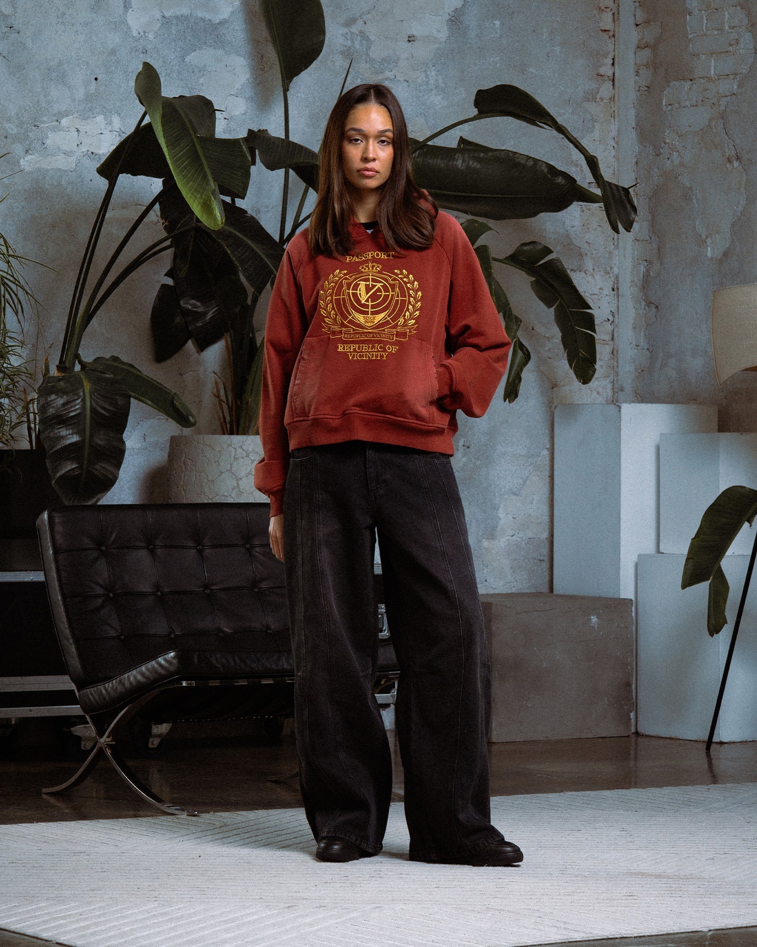 PASSPORT HOODIE WASHED RED