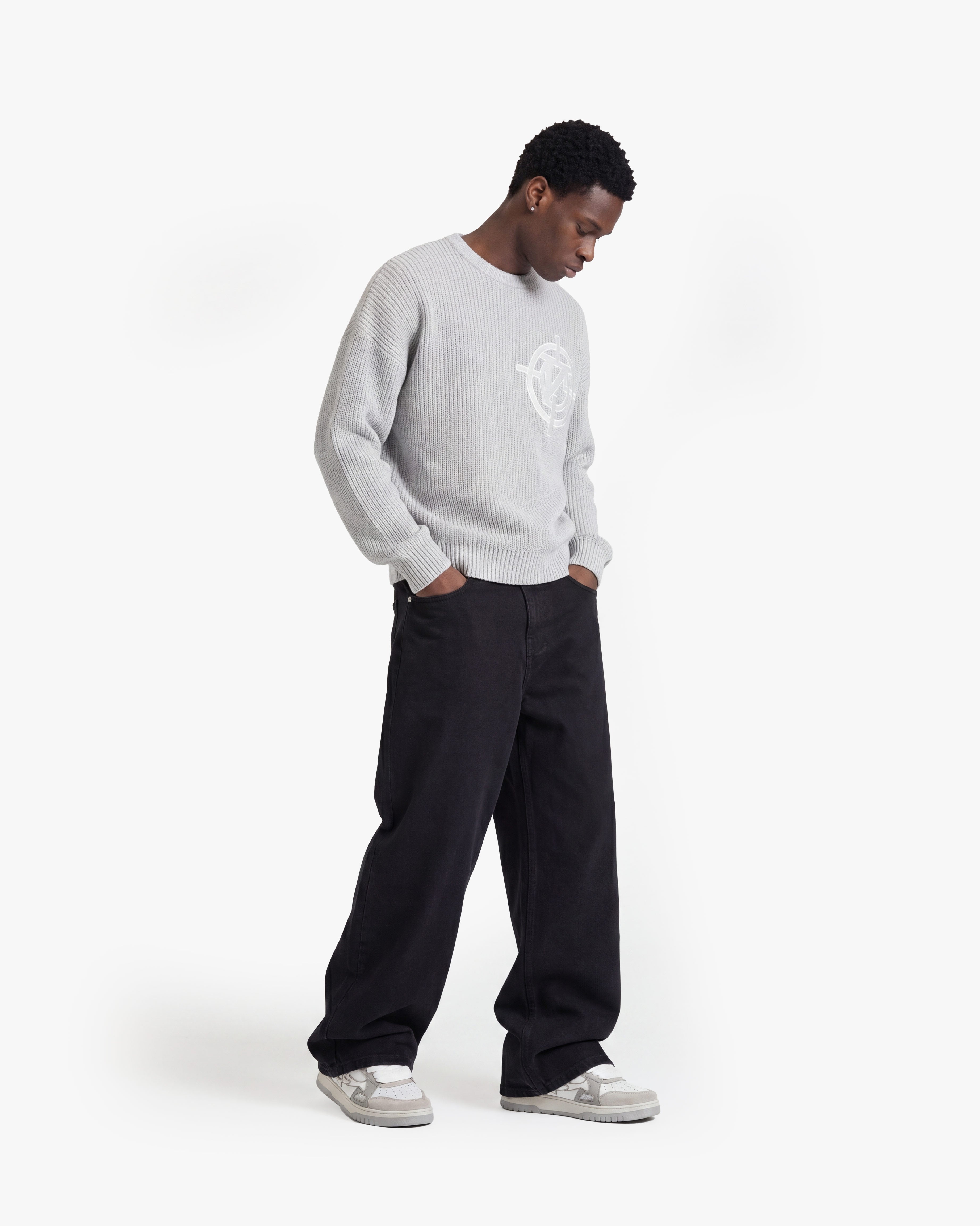 V-LOGO KNITWEAR LIGHT GREY