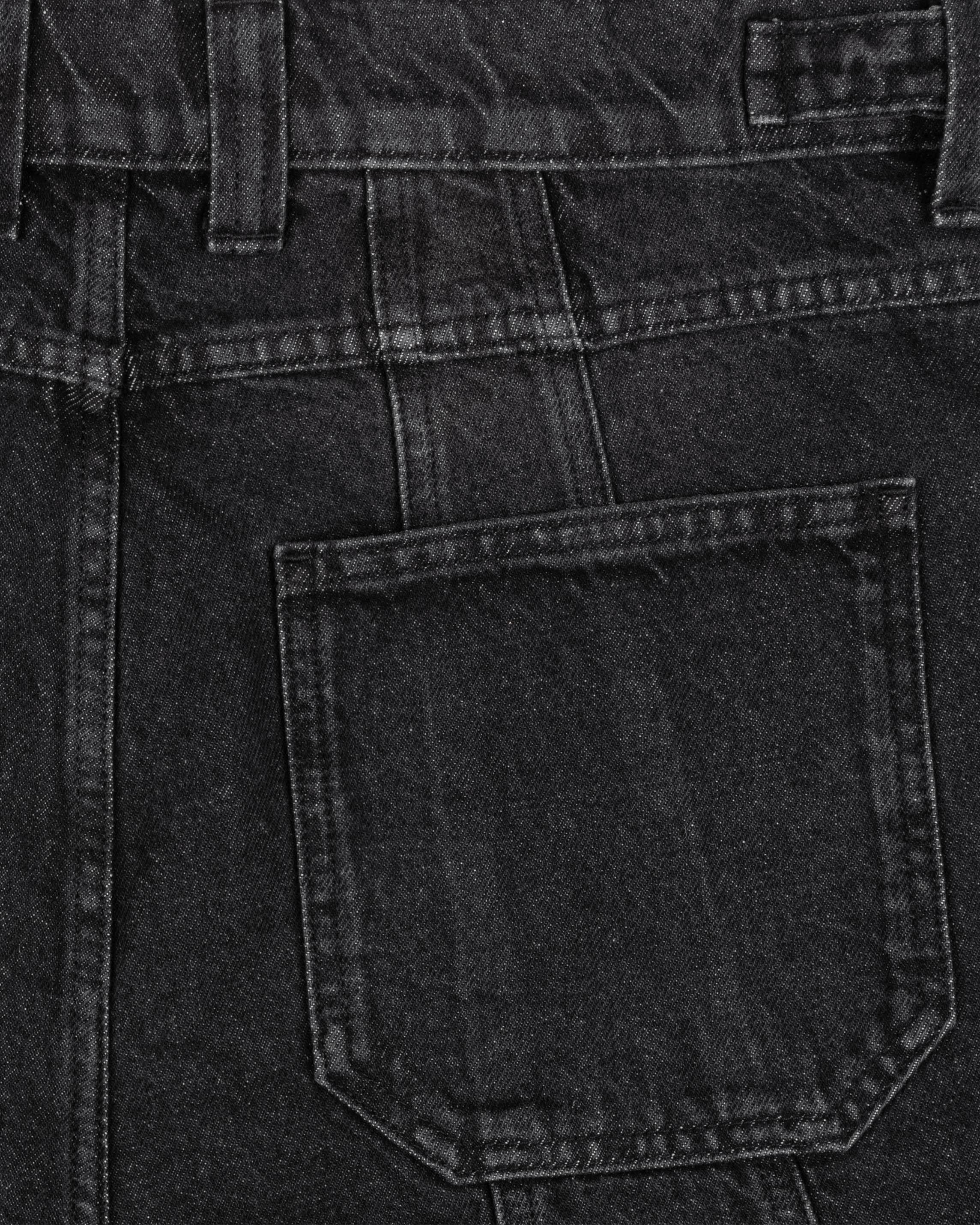 WASHED BLACK DENIM CARGO JORTS