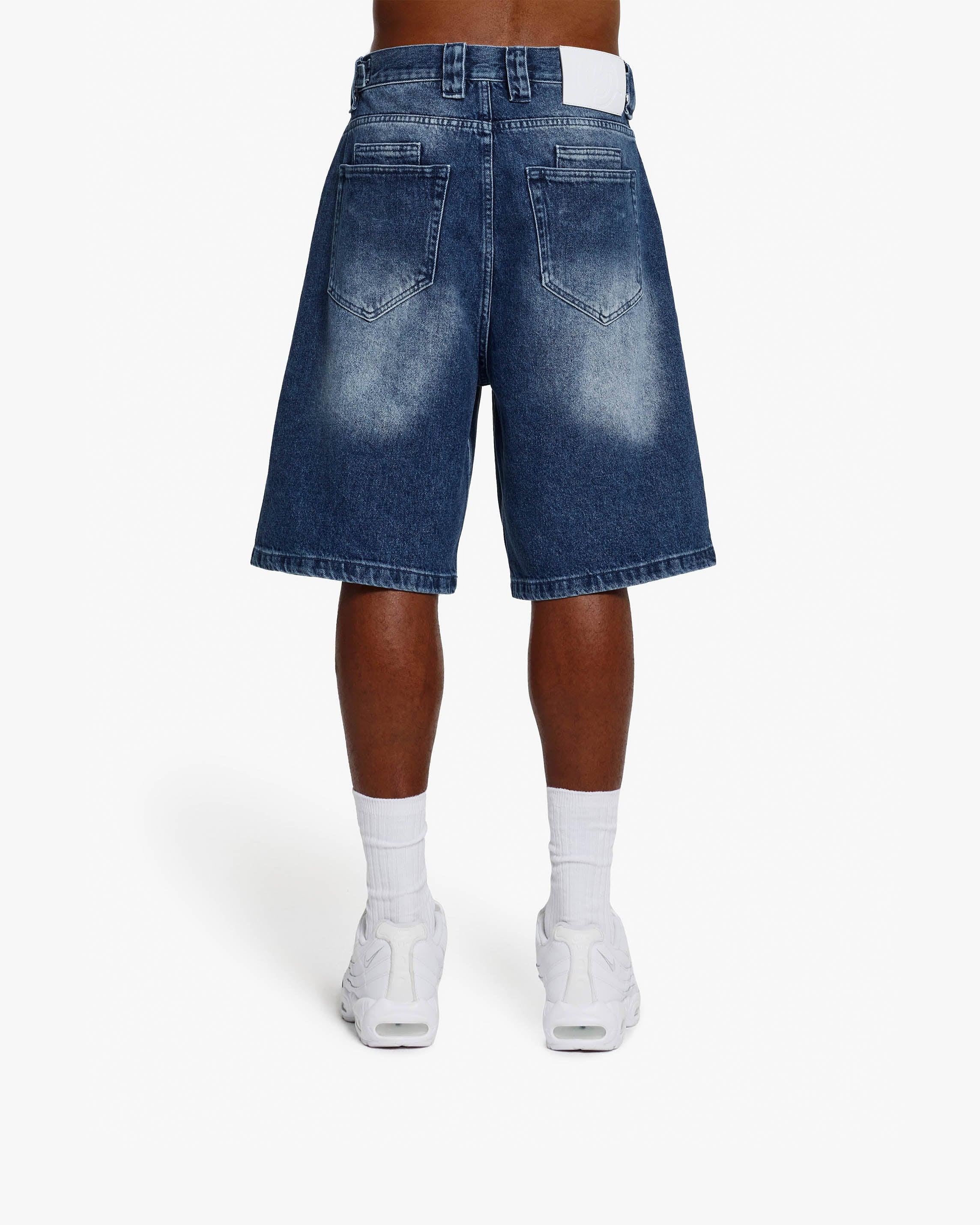 BLUE WASHED DENIM JORTS