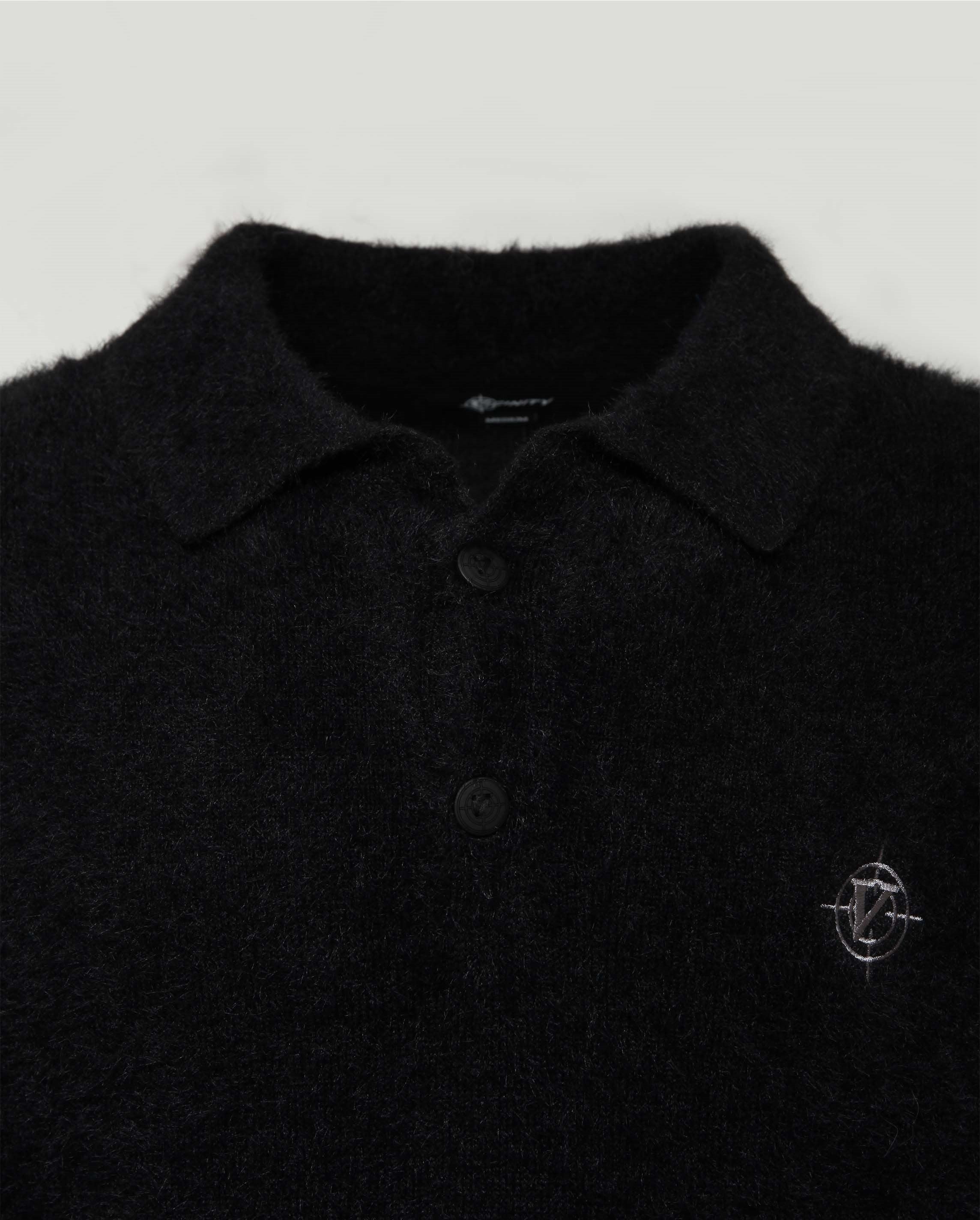 FAUX MINK POLO SWEATER BLACK