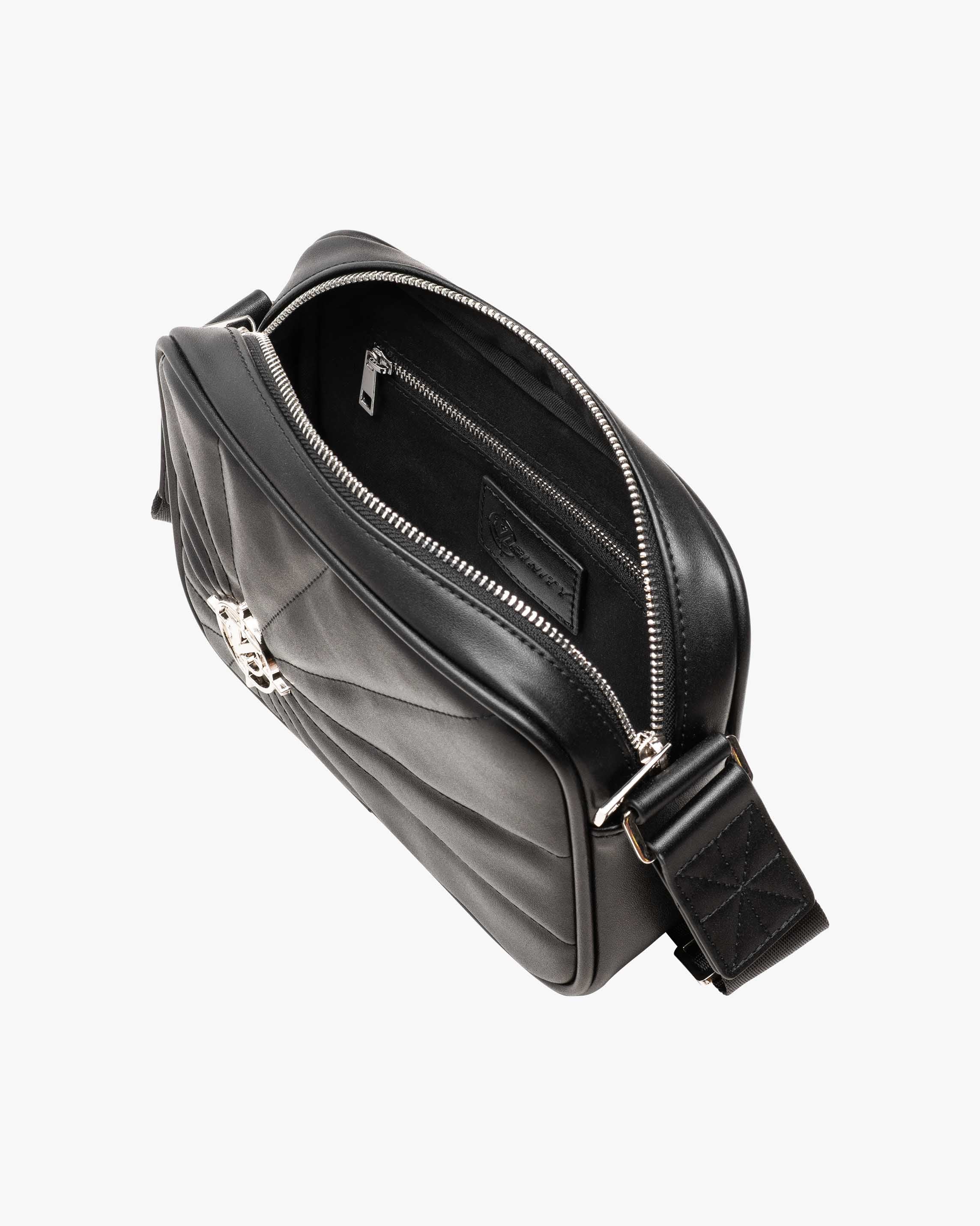 X LEATHER SHOULDERBAG BLACK