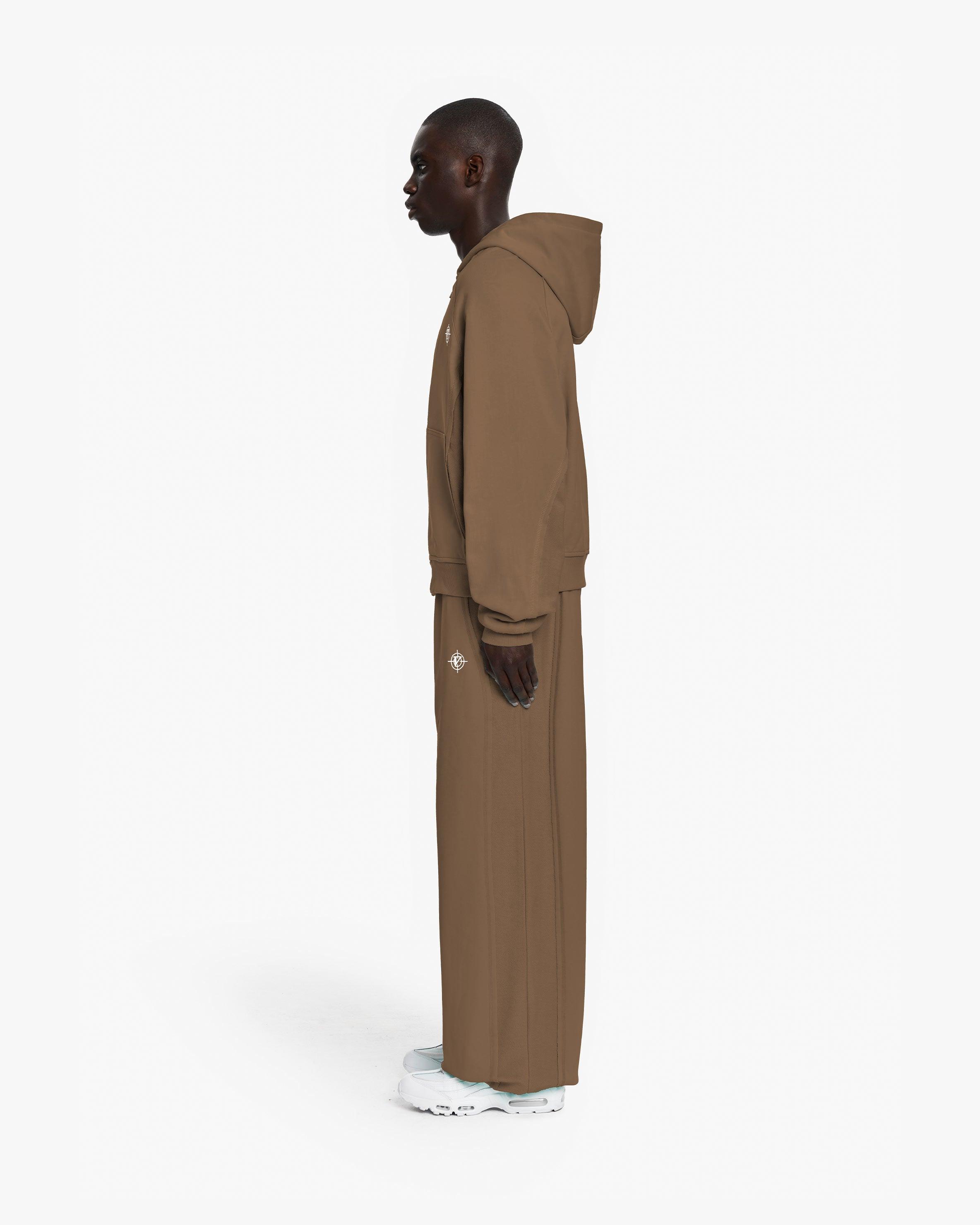 INSIDE OUT ZIP HOODIE CHOCOLATE BROWN