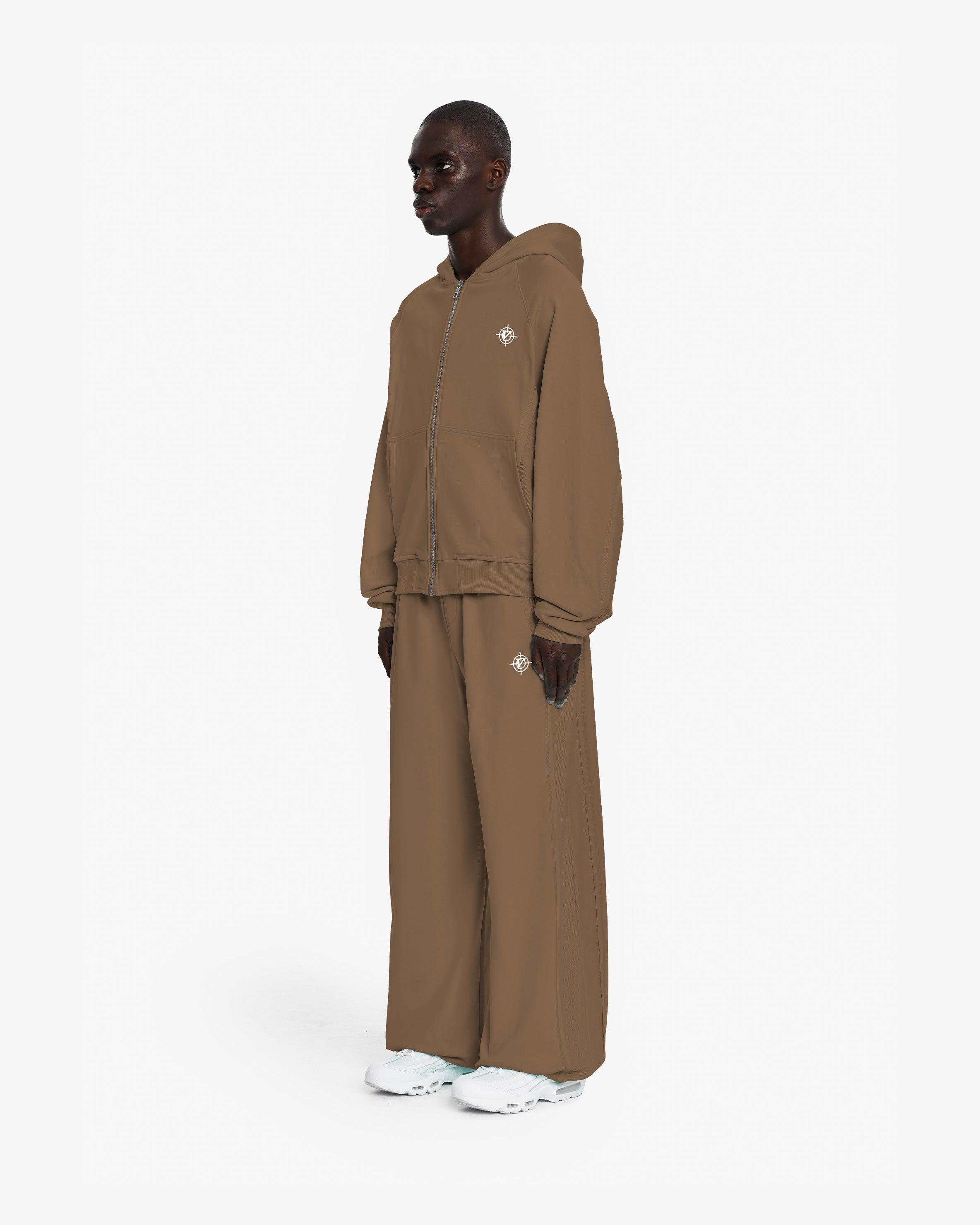 INSIDE OUT ZIP HOODIE CHOCOLATE BROWN