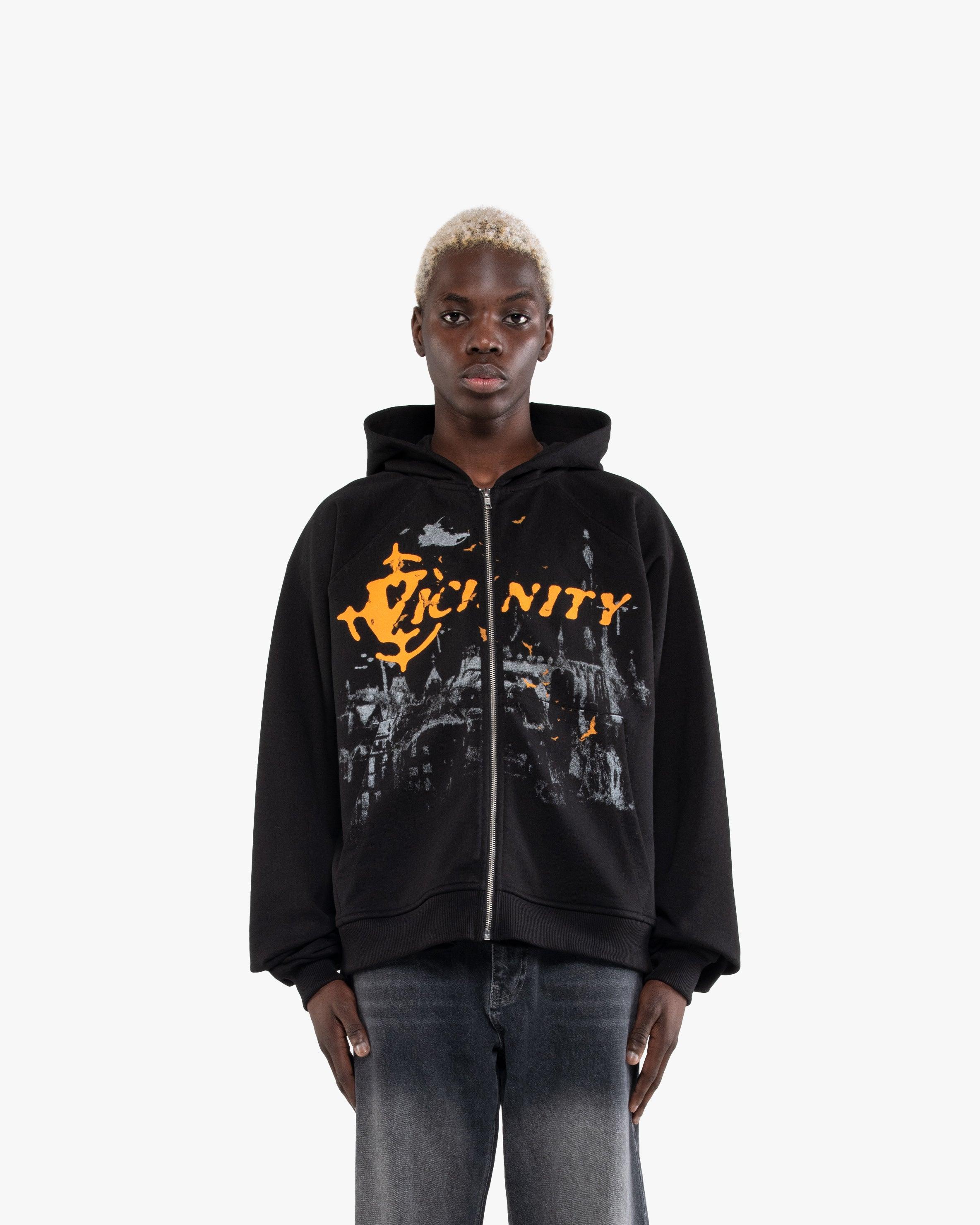 HAUNTED HOUSE ZIP HOODIE BLACK